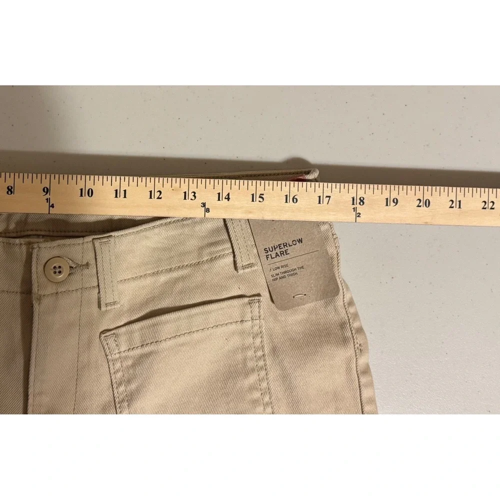 Levi's Superlow Flare Jeans‎ Khaki Beige Pants Women 31x32 Wide Leg Stretch NEW